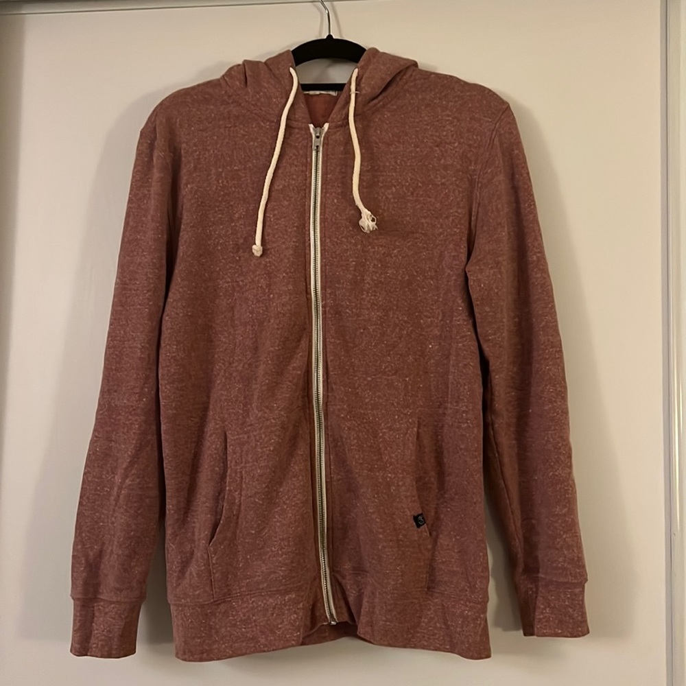 Threads 4 Thought Men's Heathered Mauve Zip Hoodie with Drawstring